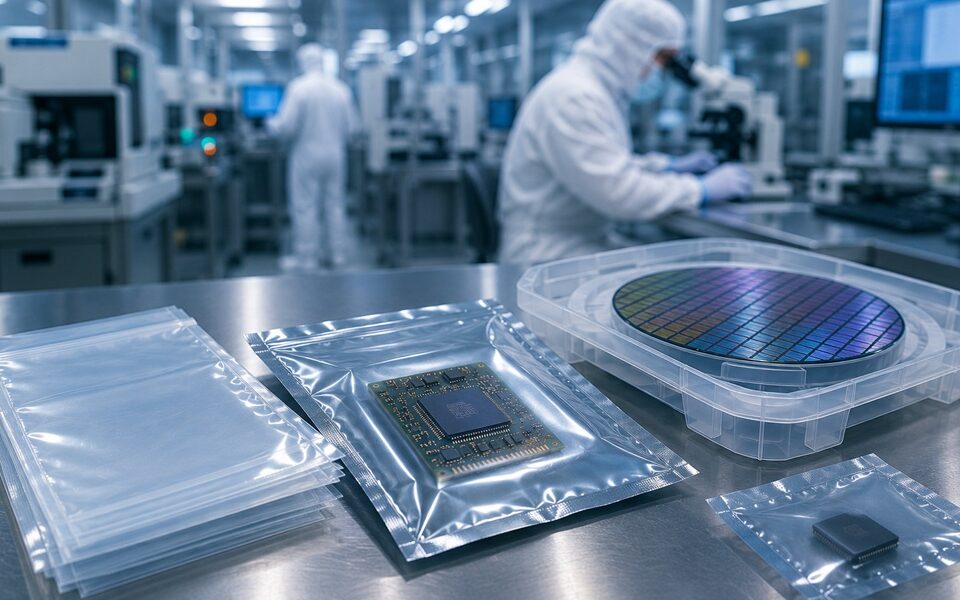 Semiconductor components packaged in cleanroom-safe protective bags